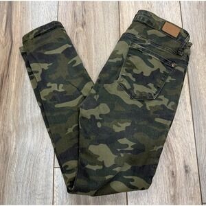 Judy Blue Jeans Women's 9/29 Green Camouflage Skinny Fit Distressed Denim Junior